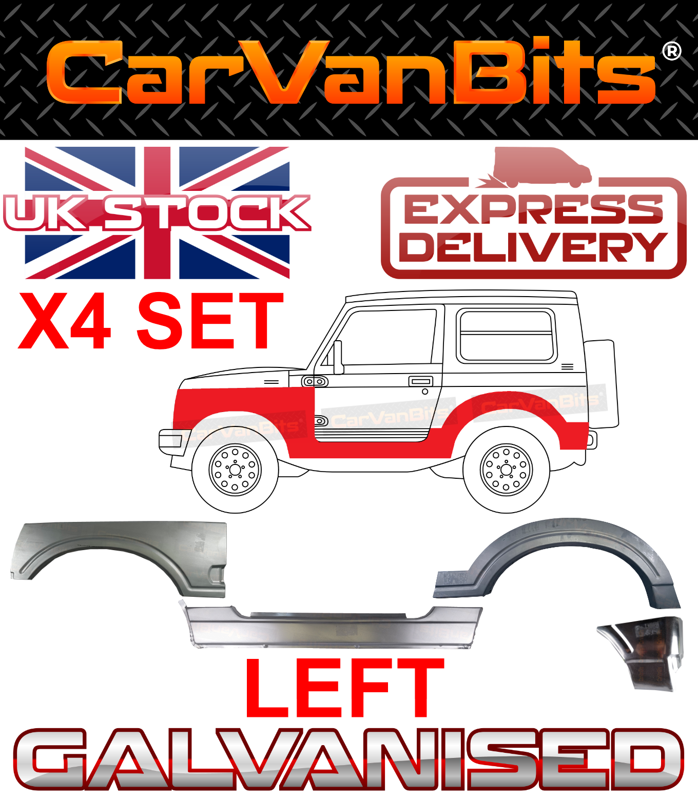 FOR SUZUKI SAMURAI / SANTANA SJ 81-98 WHEEL ARCH SILL REPAIR BODY PANEL X4 SET L