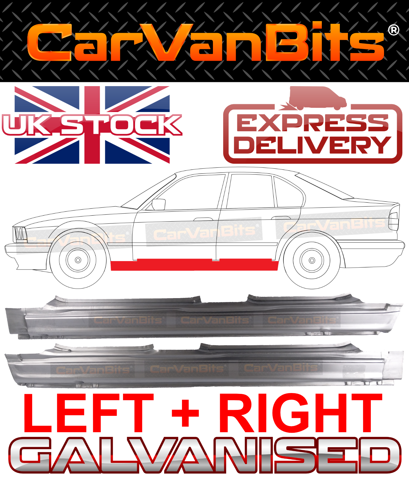 FOR BMW 5 E34 87-96 SALOON ESTATE FULL SILL REPAIR PANEL OUTER GALVANISED PAIR