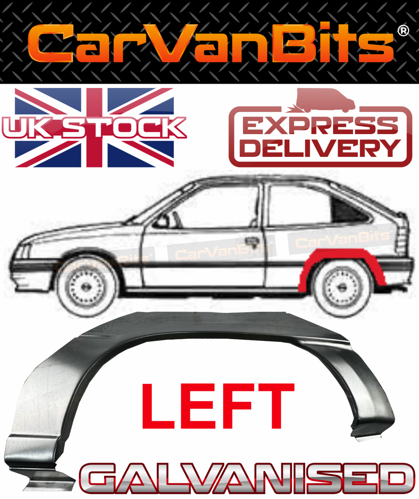 FOR VAUXHALL KADETT E 3 DOOR 84-93 REAR WHEEL ARCH REPAIR WING FENDER PANEL LEFT