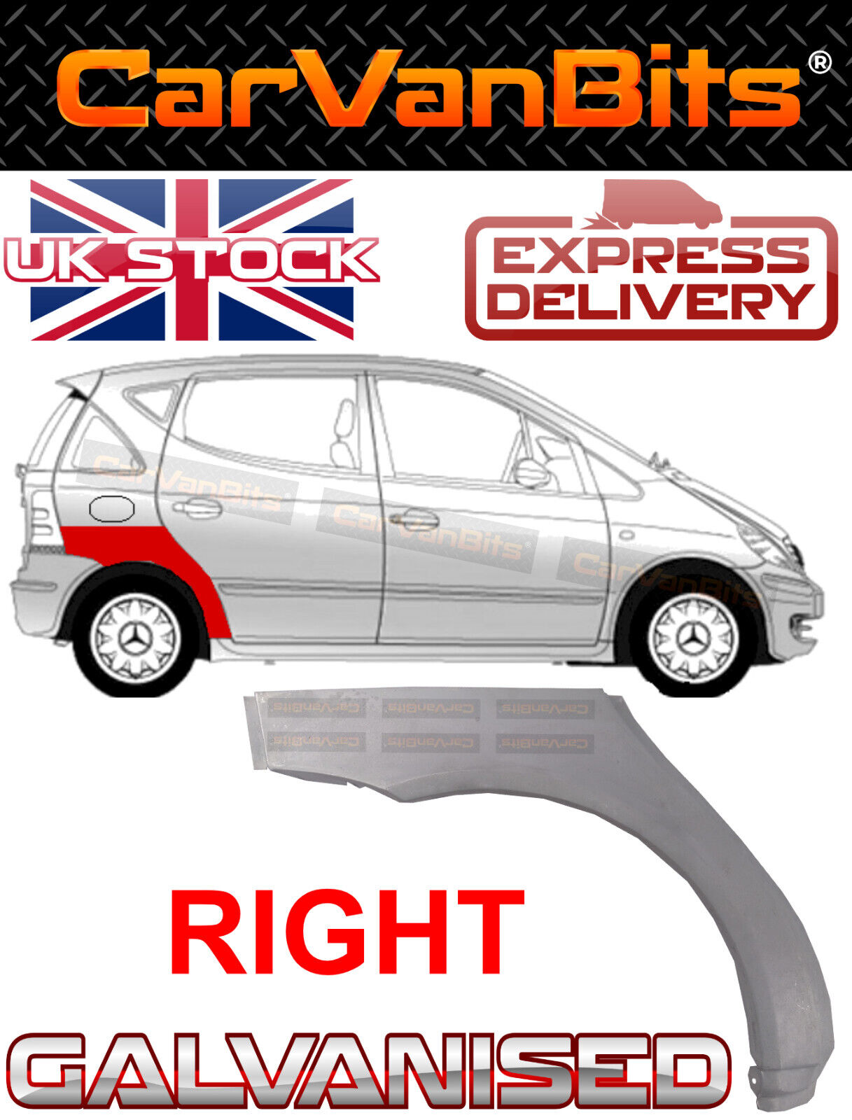 FOR MERCEDES A CLASS W168 97-04 REAR WHEEL ARCH REPAIR BODY RUST OUTER PANEL RIG