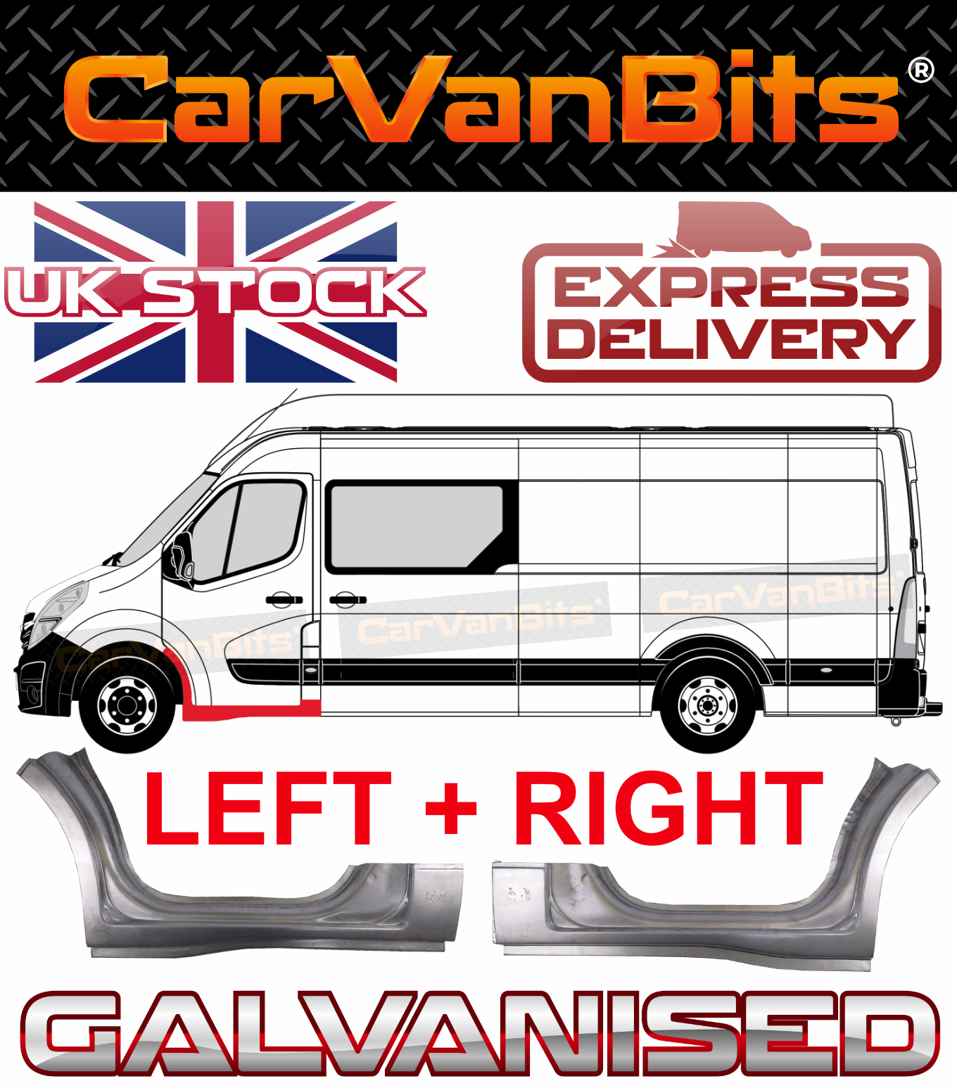 FOR RENAULT MASTER MOVANO NV400 10-20 FRONT WHEEL ARCH DOOR REPAIR PANEL SILL X2