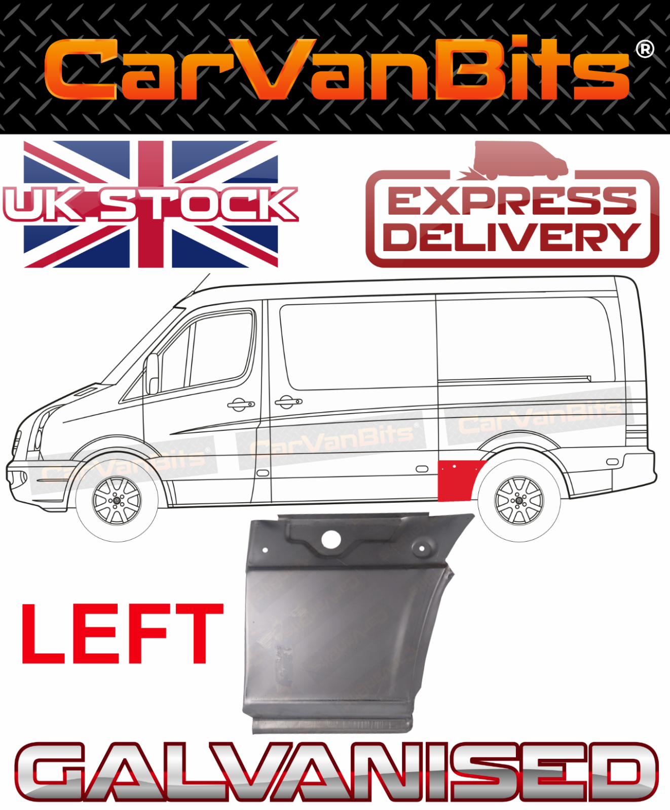 MERCEDES SPRINTER VW CRAFTER MWB 2E MK1 IN FRONT REAR WHEEL ARCH REPAIR PANEL