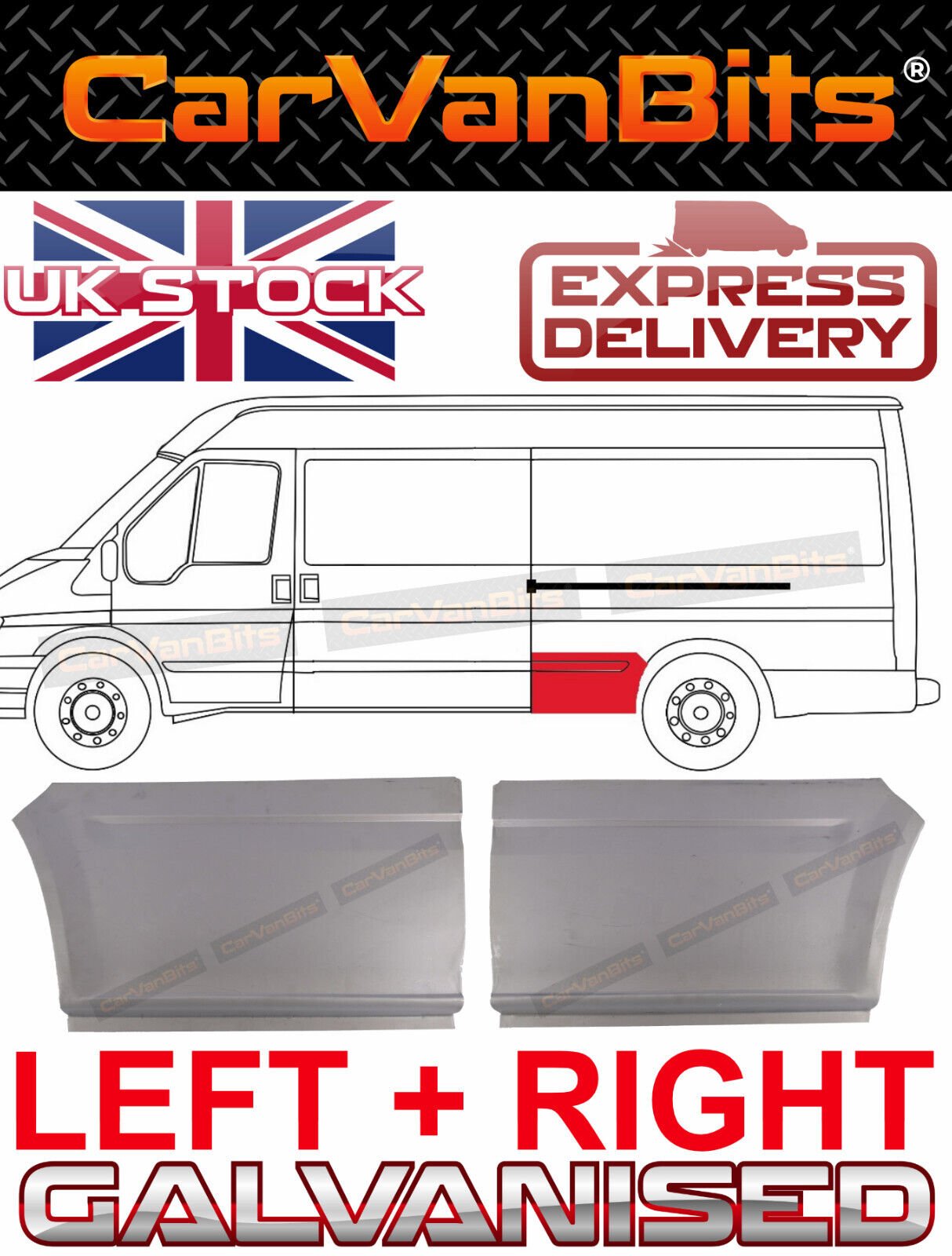 FOR FORD TRANSIT MK6 MK7 00-14 REAR WHEEL ARCH BODY REPAIR RUST PANEL SILL PAIR