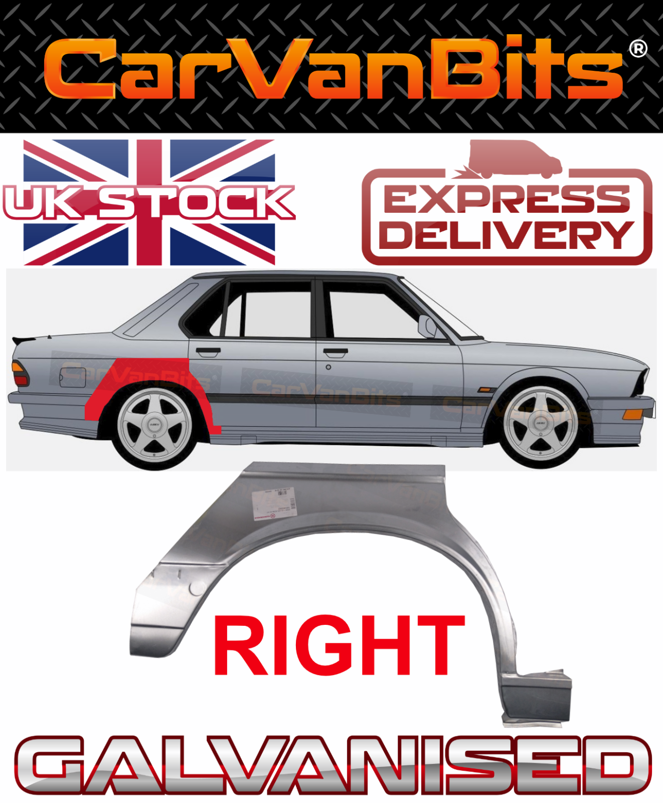 FOR BMW 5 E28 81-87 4 DOOR REAR WHEEL ARCH REPAIR BODY RUST WING PANEL RIGHT