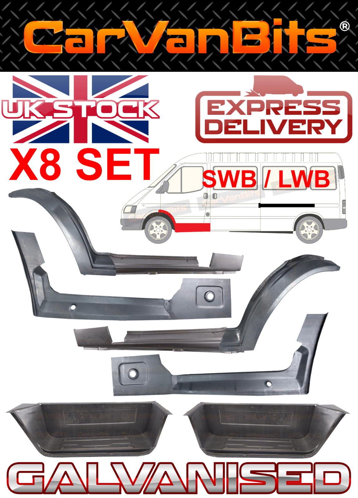 FOR FORD TRANSIT MK4 MK5 91-00 FRONT DOORSTEP WHEEL ARCH SILL REPAIR PANEL SET