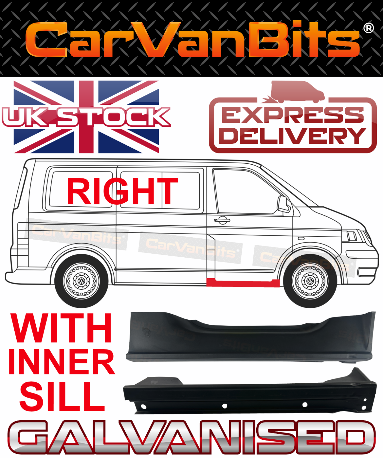 FOR VW TRANSPORTER T5 T6 03-25 UNDER FRONT DOOR SILL REPAIR OUTER INNER PANEL