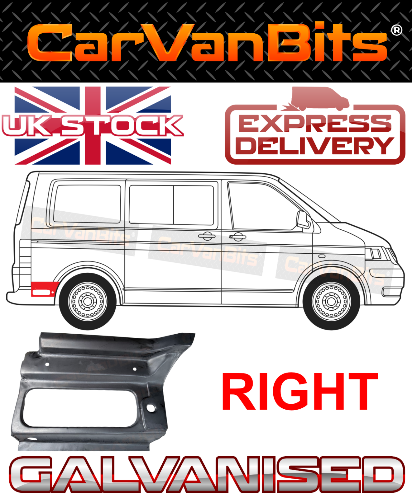 FOR VW TRANSPORTER T5 T6 03-21 UNDER REAR BUMPER REAR WHEEL ARCH REPAIR PANEL OS
