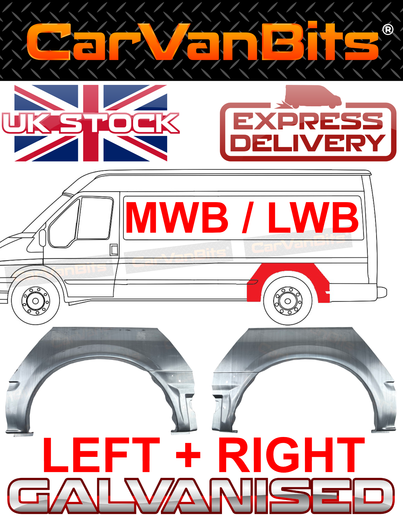 FOR FORD TRANSIT MWB LWB 00-14 MK6 MK7 REAR WHEEL ARCH REPAIR BODY RUST PANEL 