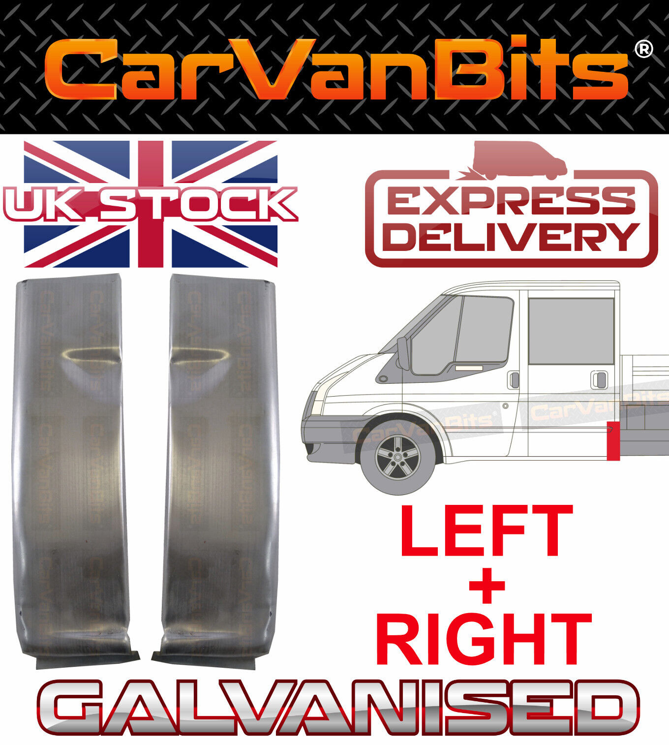 FOR FORD TRANSIT MK6 MK7 00-14 CREW DOUBLE CAB REAR CORNER REPAIR PANEL SILL X2