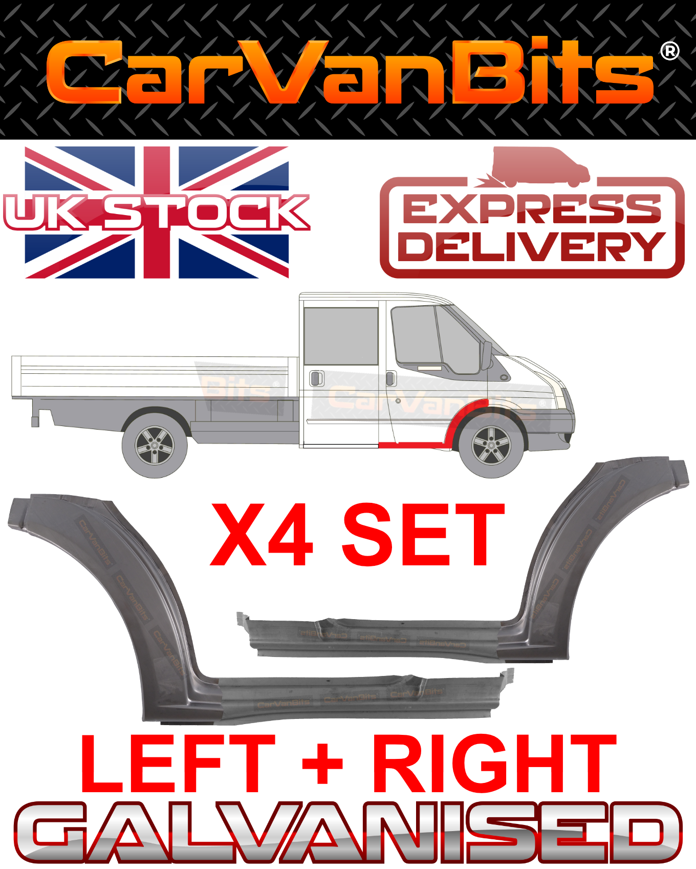 FOR FORD TRANSIT MK6 MK7 CREW DOUBLE CAB FRONT DOOR WHEEL ARCH SILL REPAIR PANEL