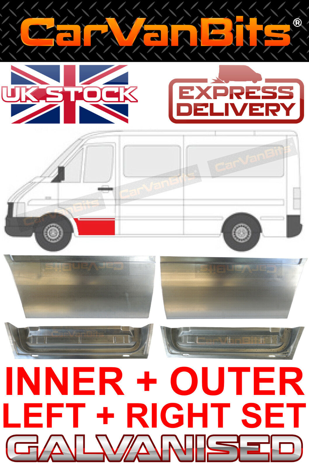 FOR MERCEDES SPRINTER OR VW LT 95-06 FRONT DOOR REPAIR BODY RUST PANEL SILL X4 