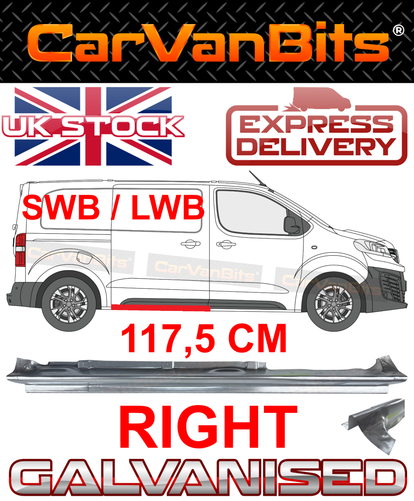 FOR VAUXHALL VIVARO 2001- UNDER SIDE SLIDING DOOR REPAIR PANEL SILL RIGHT