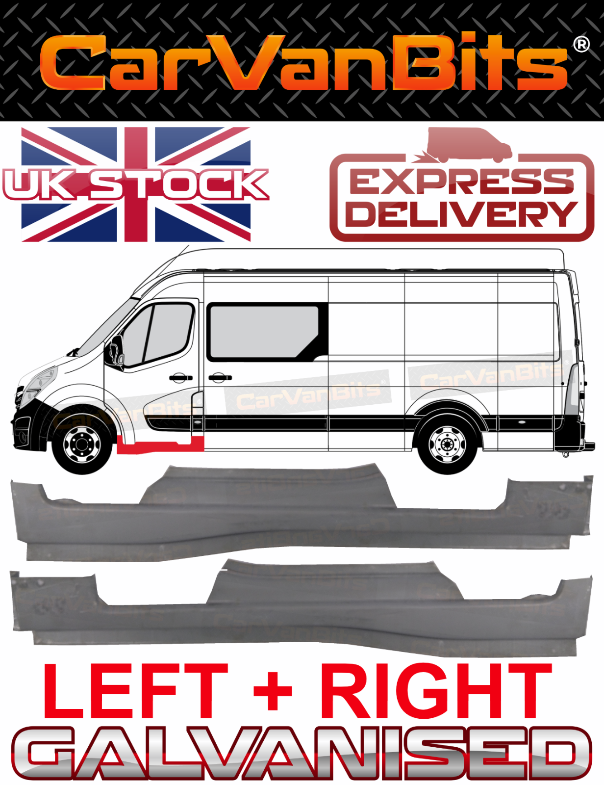 FOR RENAULT MASTER MOVANO NV400 10- UNDER FRONT DOOR BODY REPAIR PANEL SILL PAIR