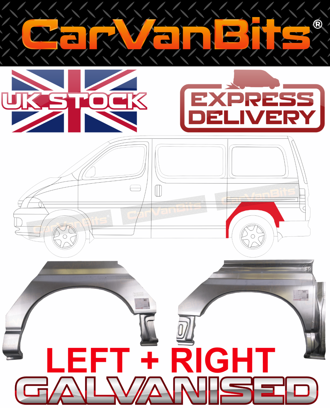 FOR TOYOTA HIACE HI-ACE 95-06 SWB LWB REAR WHEEL ARCH REPAIR BODY PANEL PAIR
