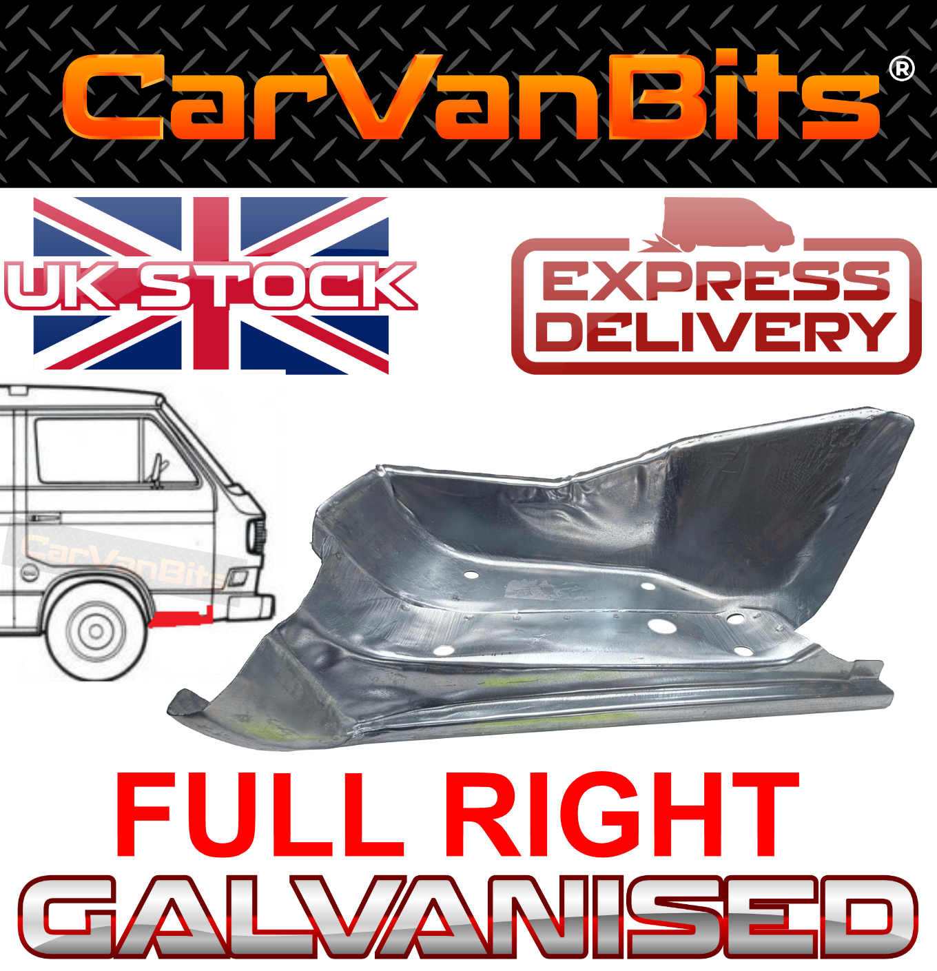 FOR VW TRANSPORTER T3 79-92 UNDER FRONT DOOR DOORSTEP FULL SILL REPAIR PANEL O/S