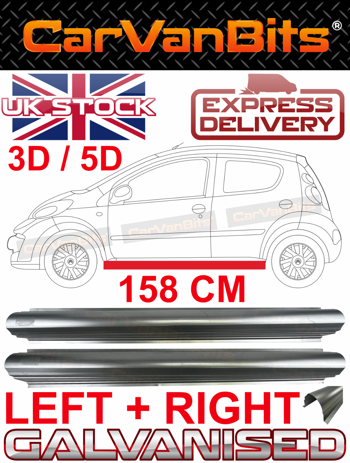 FOR CITROEN C1 PEUGEOT 107 05-14 3D / 5D SILL REPAIR BODY RUST PANEL OUTER PAIR