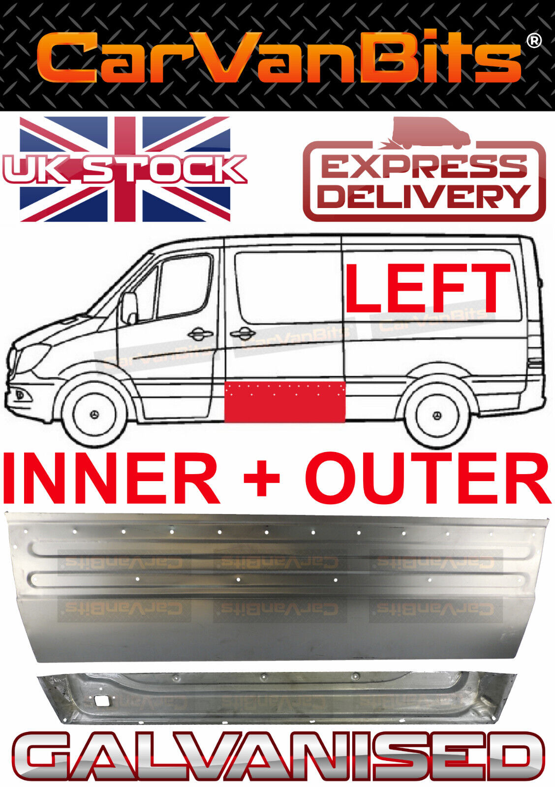 FOR MERCEDES SPRINTER VW CRAFTER 2E MK1 06- SIDE SLIDING DOOR REPAIR BODY PANEL