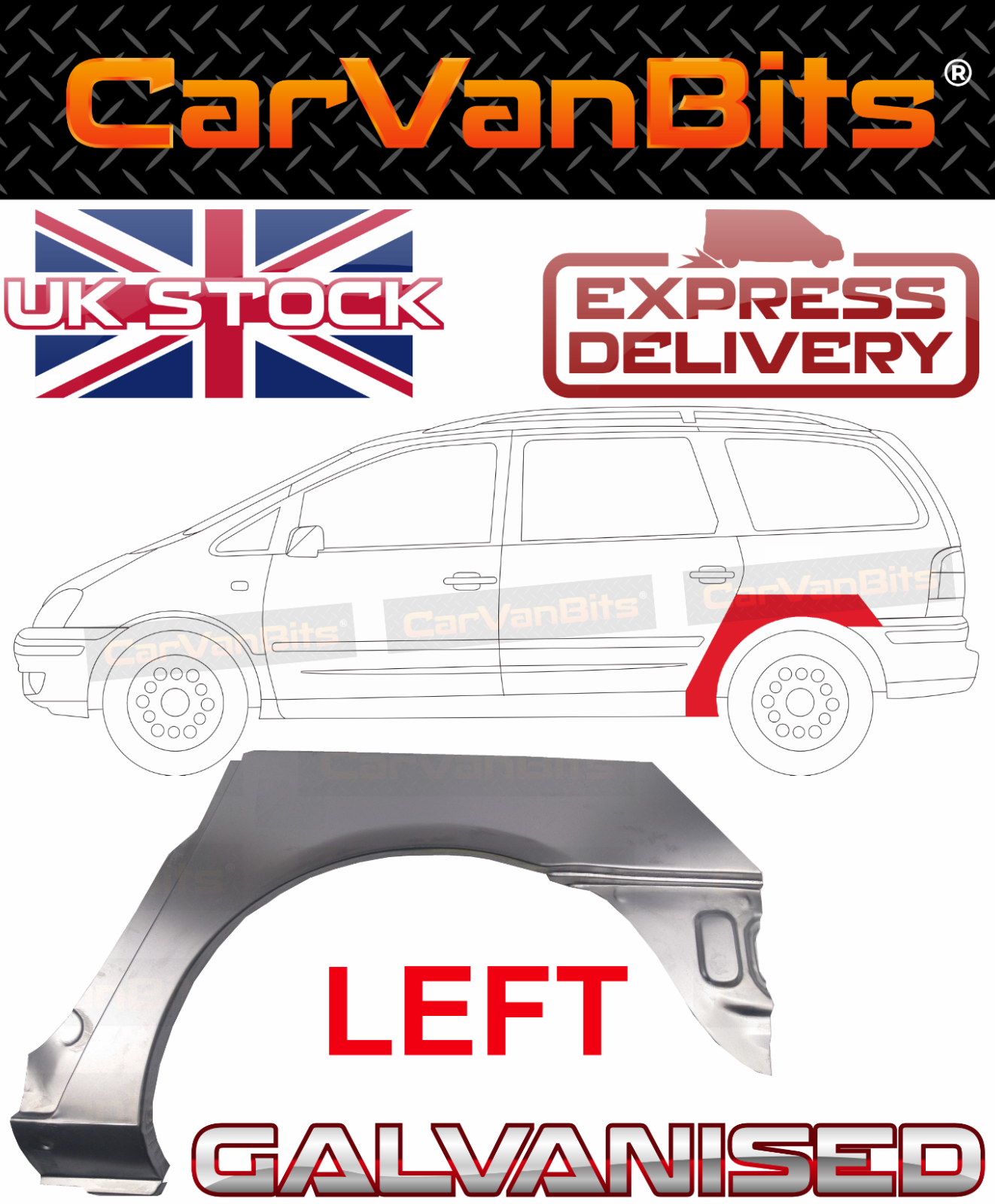 FOR VW SHARAN SEAT ALHAMBRA FORD GALAXY 00-10 REAR WHEEL ARCH REPAIR PANEL LEFT