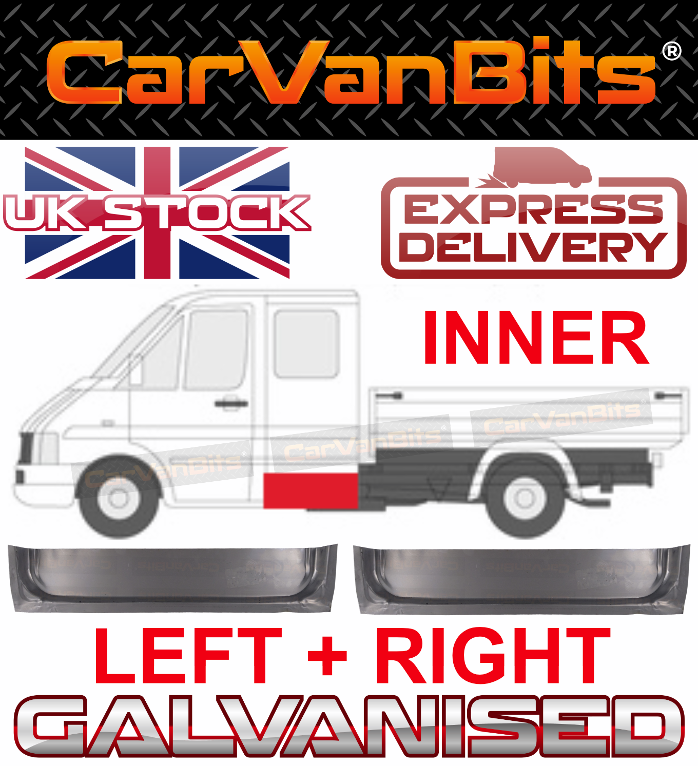 FOR SPRINTER VW LT 95-05 CREW DOUBLE CAB REAR DOOR INNER REPAIR BODY PANEL PAIR