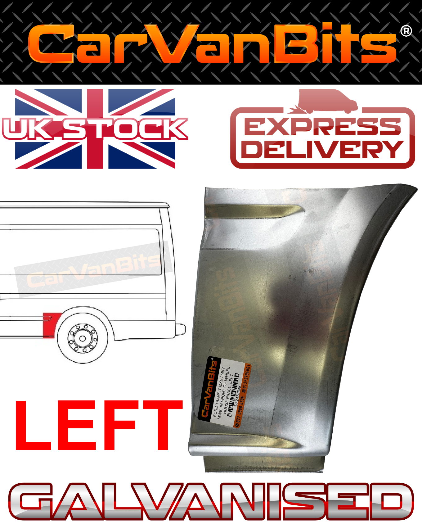 FOR FORD TRANSIT MK6 MK7 00-14 REAR WHEEL ARCH REPAIR SIDE BODY PANEL LOWER LEFT