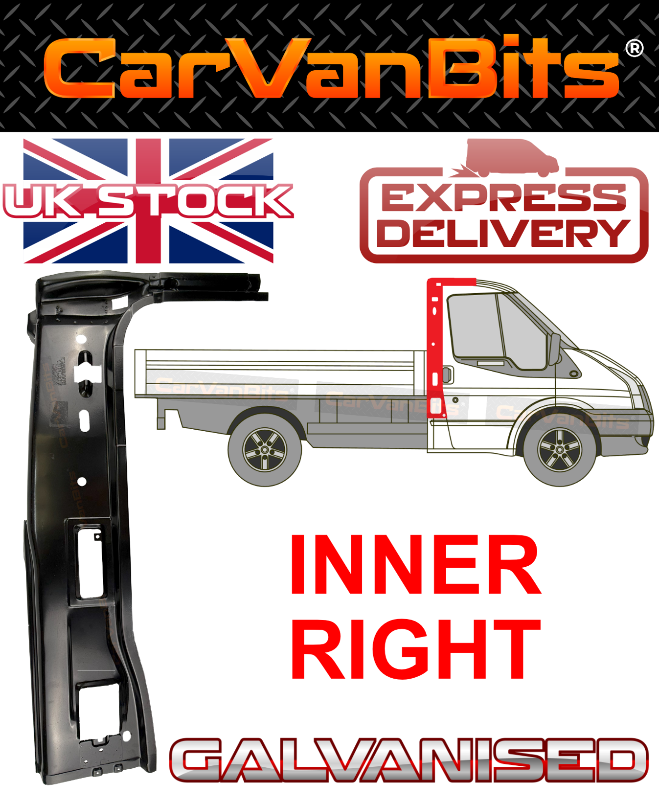 FOR FORD TRANSIT MK6 MK7 PICKUP B PILLAR MIDDLE SILL REAR CAB REPAIR PANEL RIGHT
