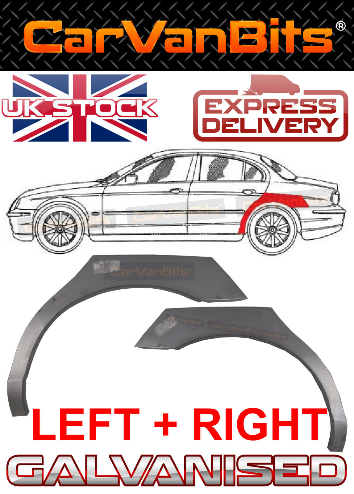 FOR JAGUAR S-TYPE CCX 99-07 REAR WHEEL ARCH REPAIR WING RUST BODY PANEL PAIR