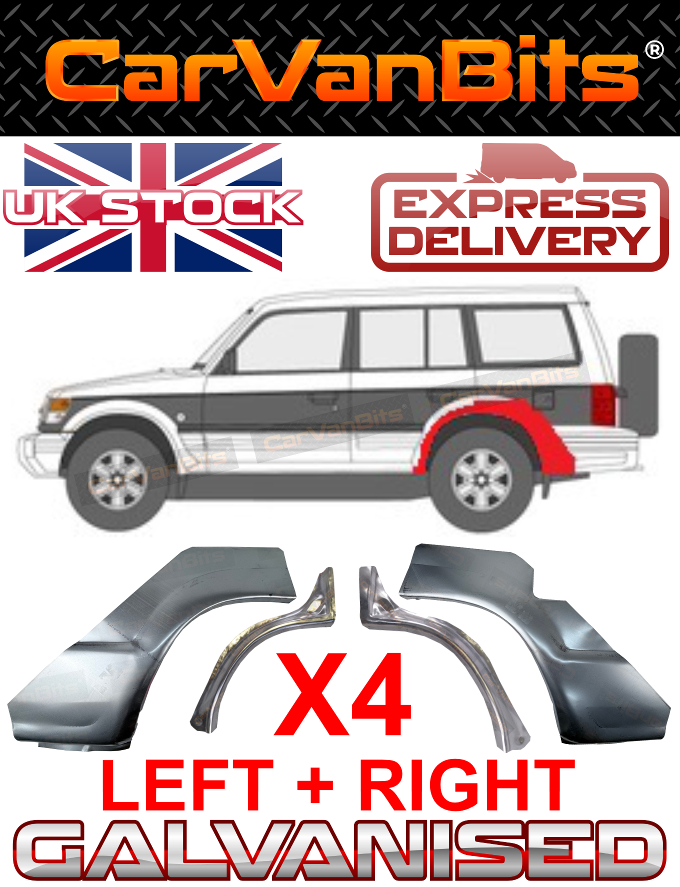 FOR MITSUBISHI PAJERO 2 MK2 91-99 5 DOOR REAR WHEEL ARCH WING REPAIR PANEL SET