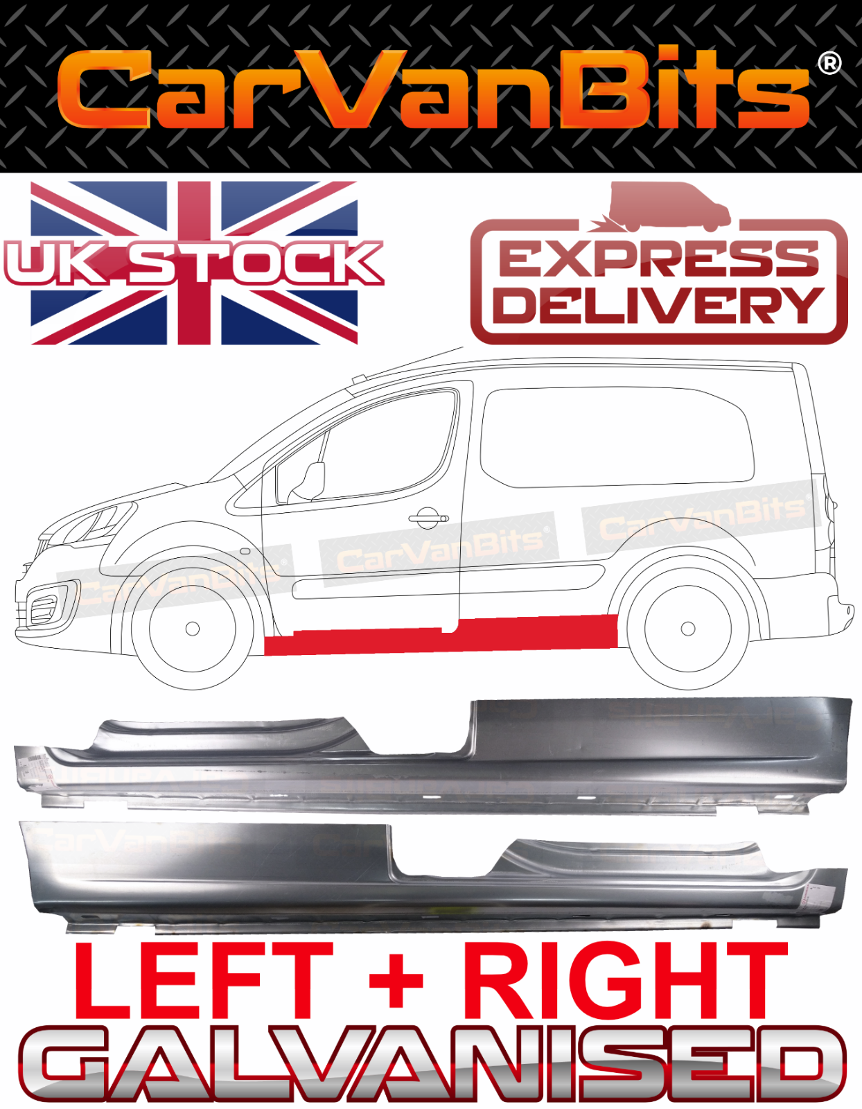 FOR CITROEN BERLINGO PEUGEOT PARTNER 08-18 FULL SILL REPAIR BODY PANEL PAIR