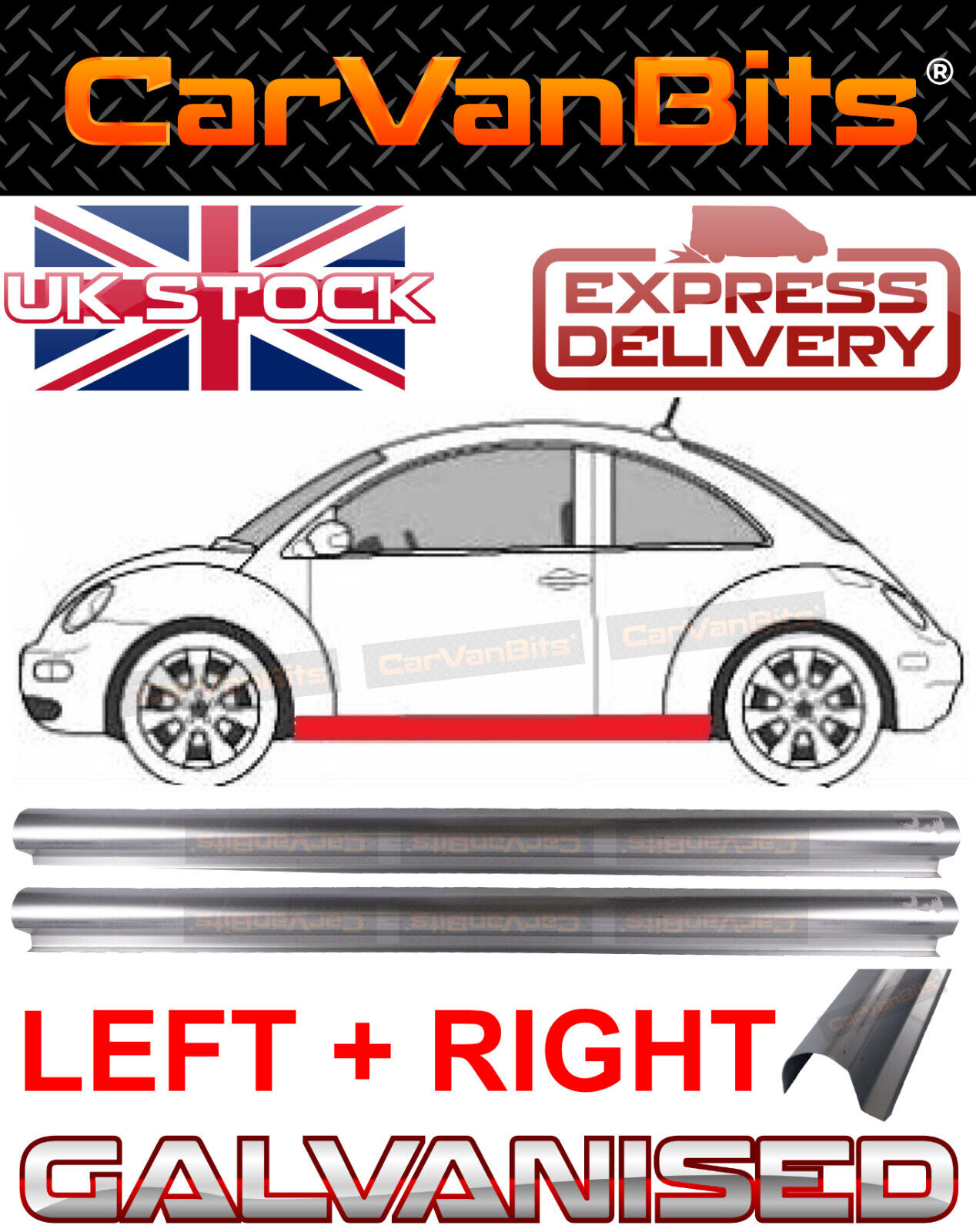 FOR VW NEW BEETLE 98-10 SILL REPAIR BODY RUST OUTER PANEL GALVANISED PAIR