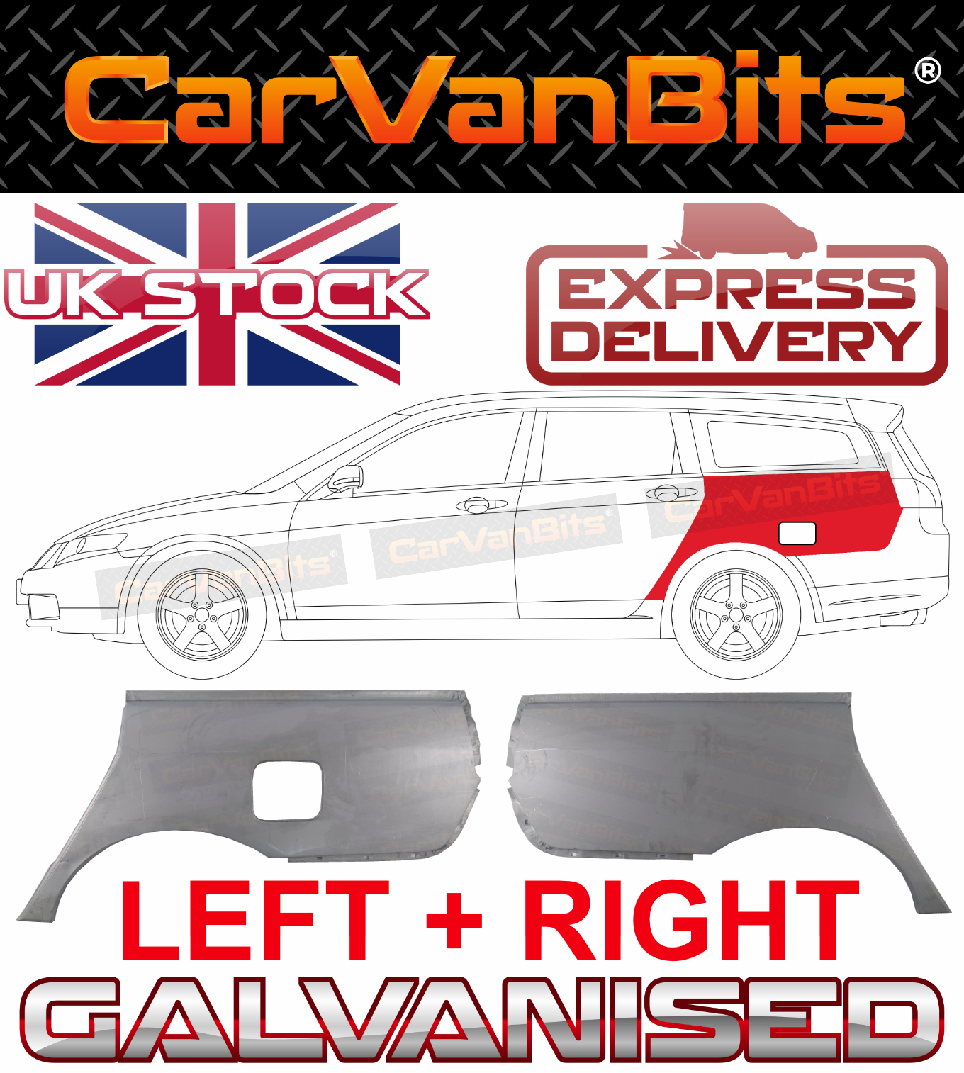 FOR HONDA ACCORD ESTATE 02-08 REAR WHEEL ARCH WING REPAIR BODY QUARTER PANEL X2