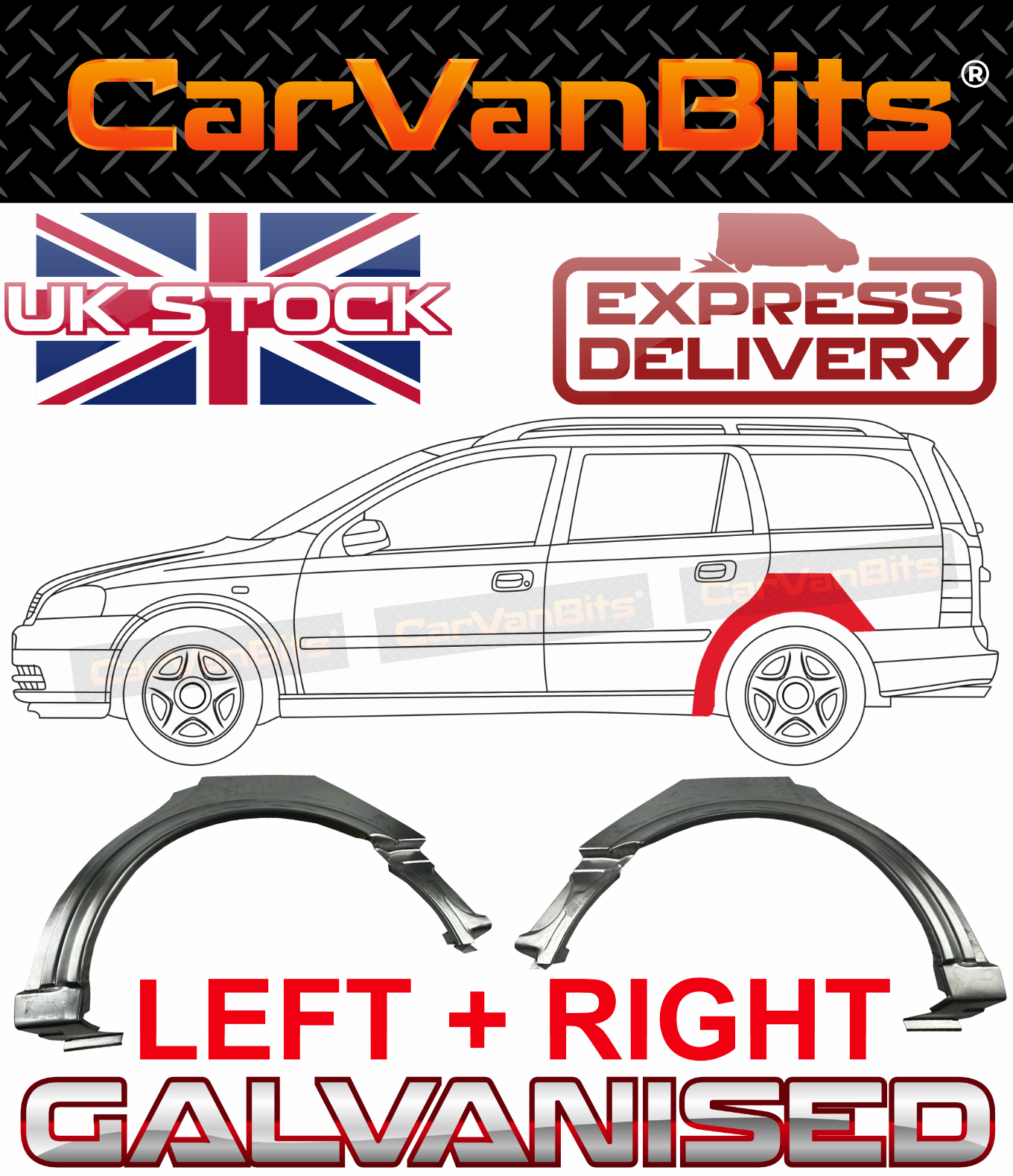 FOR VAUXHALL ASTRA G 98-09 ESTATE REAR WHEEL ARCH REPAIR BODY OUTER PANEL PAIR