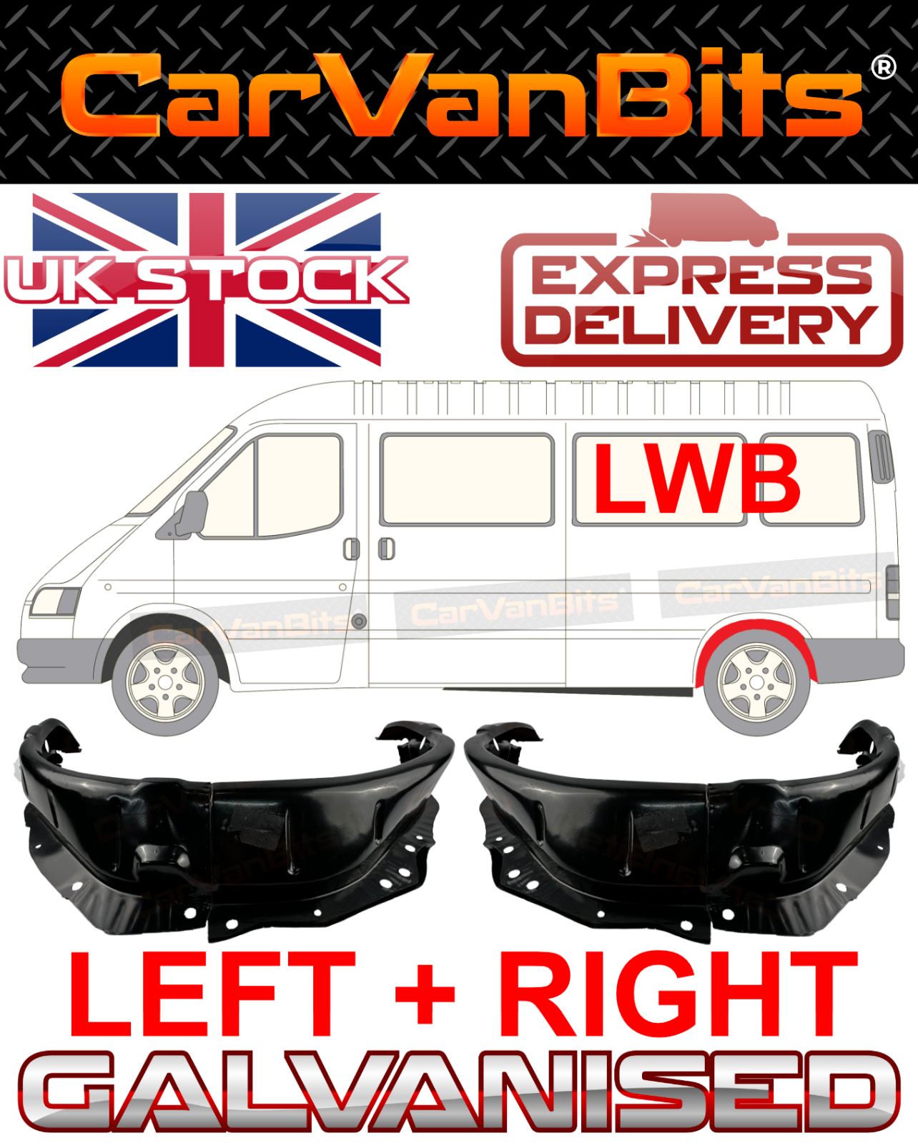 FOR FORD TRANSIT MK4 MK5 91-00 LWB REAR INNER WHEEL ARCH REPAIR BODY PANEL PAIR