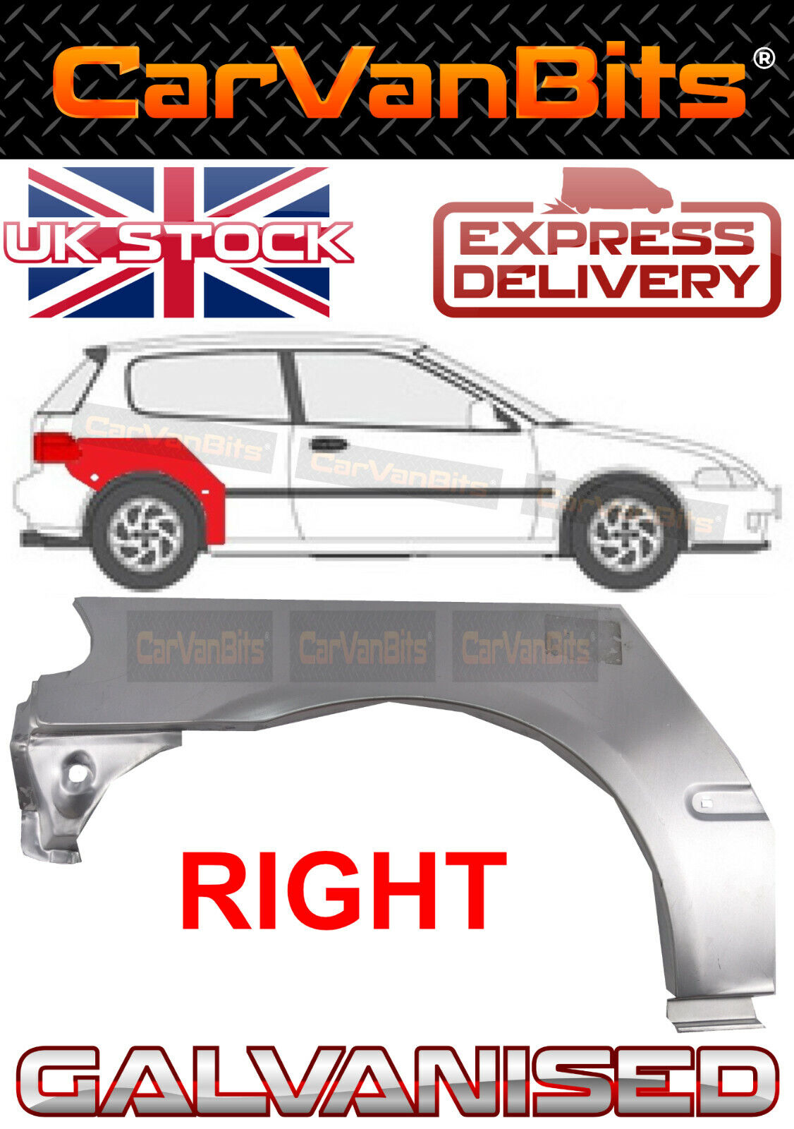 FOR HONDA CIVIC 91-95 EG EJ 3 DOOR REAR WHEEL ARCH WING FENDER REPAIR PANEL RIGH