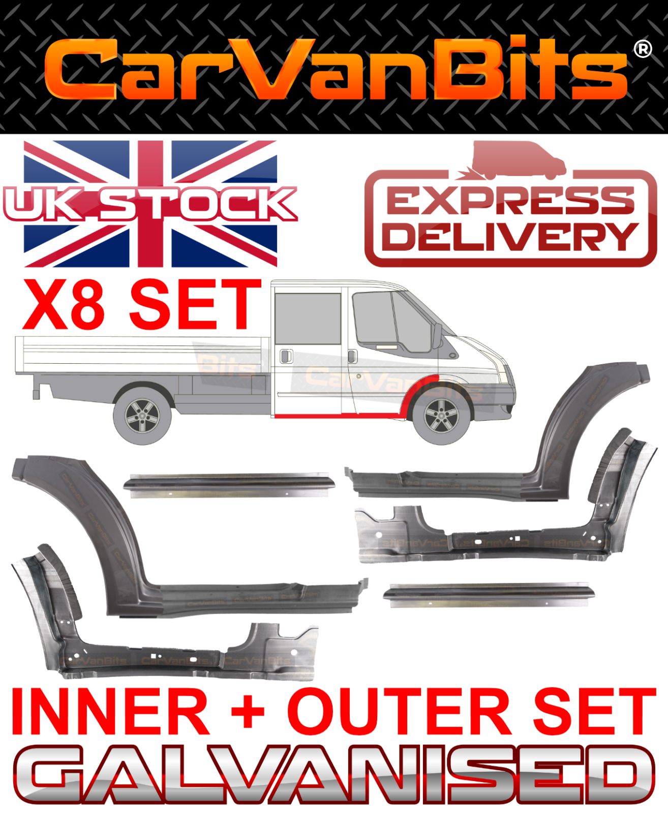FOR FORD TRANSIT MK6 MK7 CREW CAB FRONT REAR DOOR WHEEL ARCH SILL REPAIR PANEL