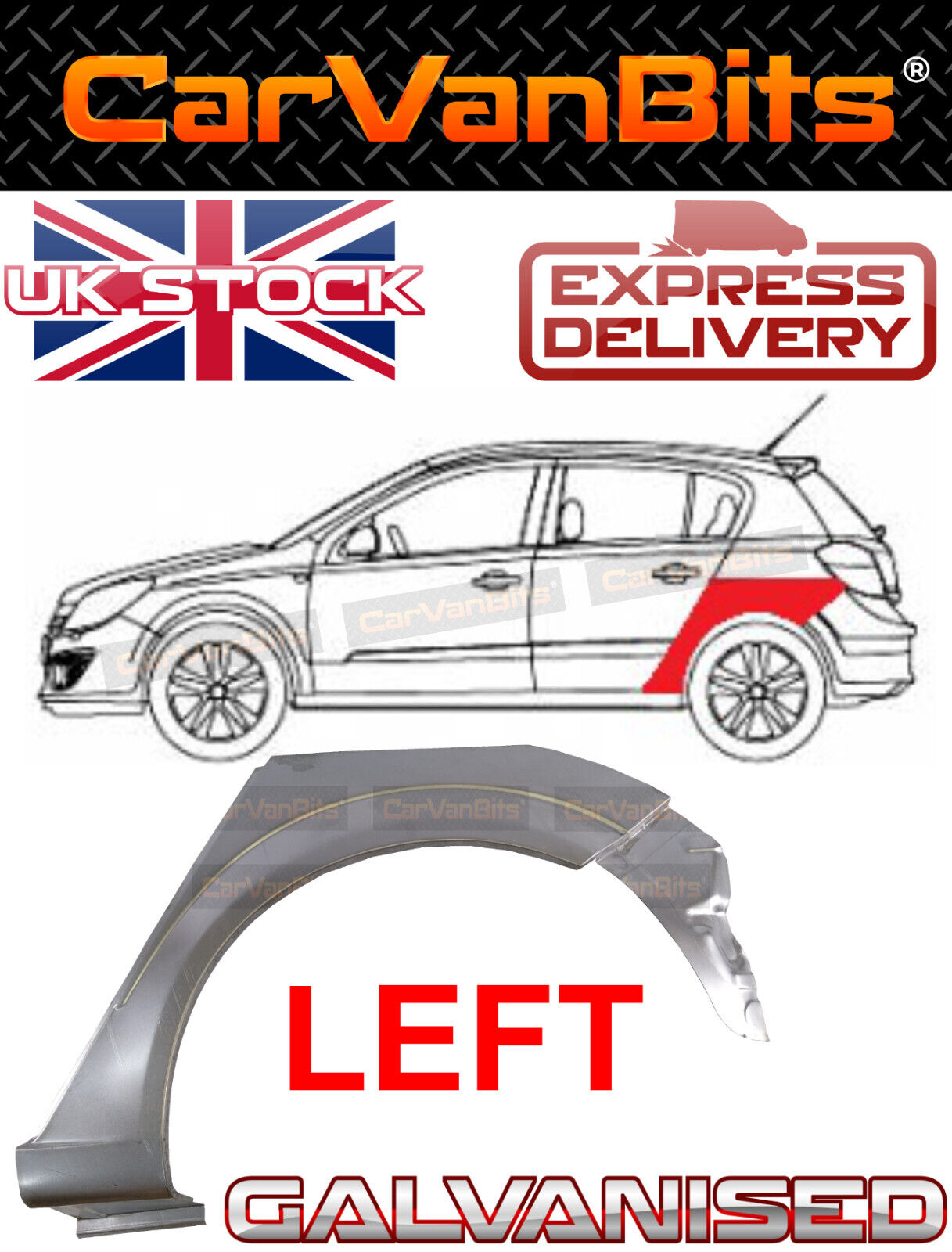 FOR VAUXHALL ASTRA H 5 DOOR 03-12 REAR WHEEL ARCH REPAIR BODY RUST OUTER PANEL L