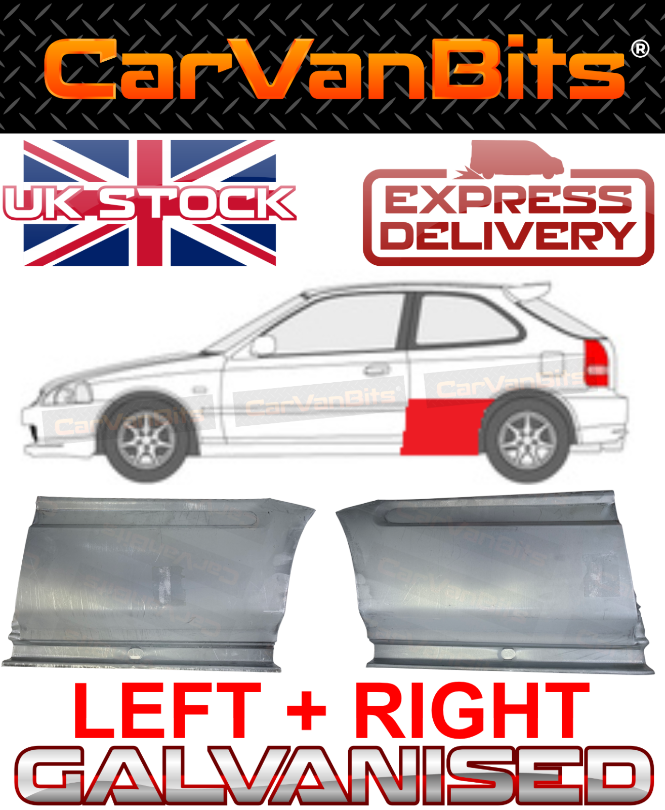 FOR HONDA CIVIC 95-01 3 DOOR IN FRONT OF REAR WHEEL ARCH REPAIR PANEL WING SILL
