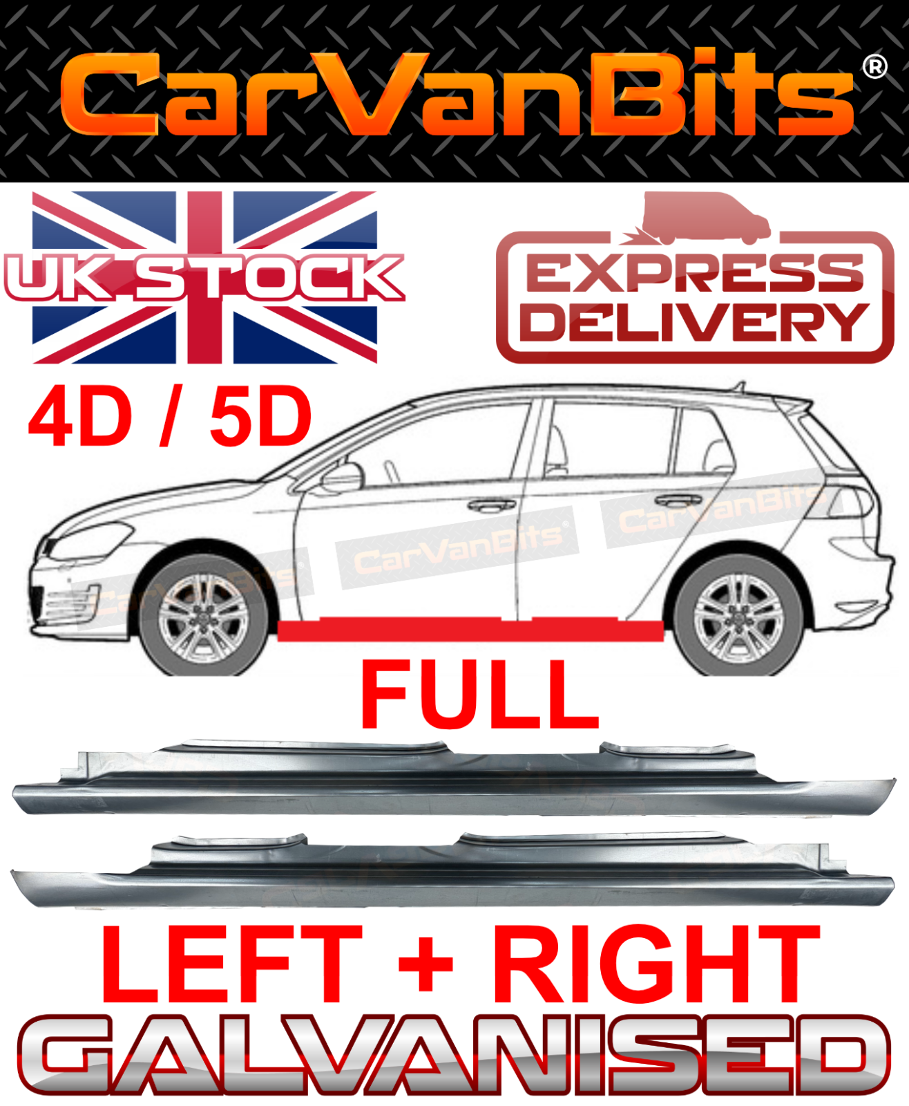 FOR VW GOLF 7 VII MK7 2012- 4D 5D FULL SILL REPAIR BODY RUST OUTER PANEL PAIR