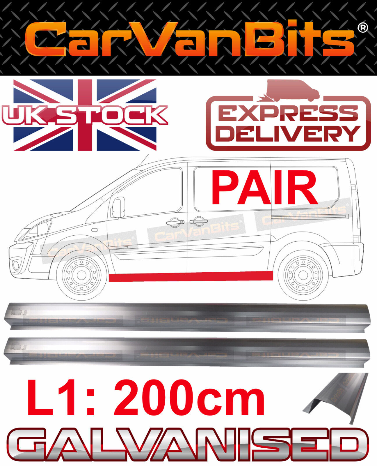 FOR PEUGEOT EXPERT SCUDO CITROEN DISPATCH 07- SILL REPAIR BODY OUTER PANEL PAIR