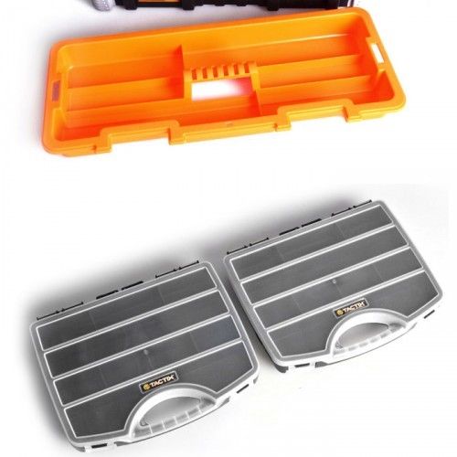 Tactix Carry Handle Rubber Feet Tool Box with Removable Organisers