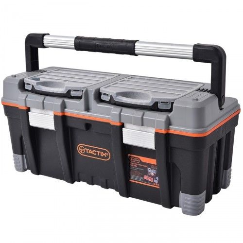 Tactix Carry Handle Rubber Feet Tool Box with Removable Organisers