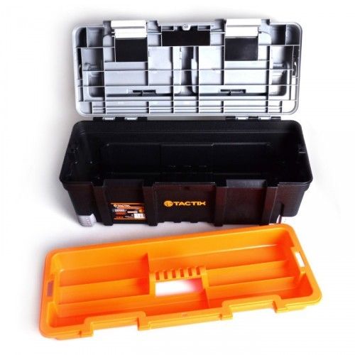 Tactix Carry Handle Rubber Feet Tool Box with Removable Organisers