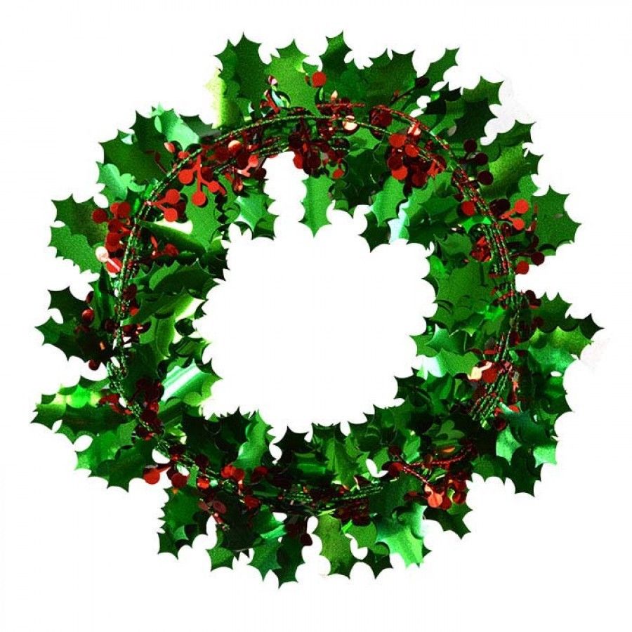 Premier Green and Red Christmas Xmas Holly Berries Wire Tinsel Garland