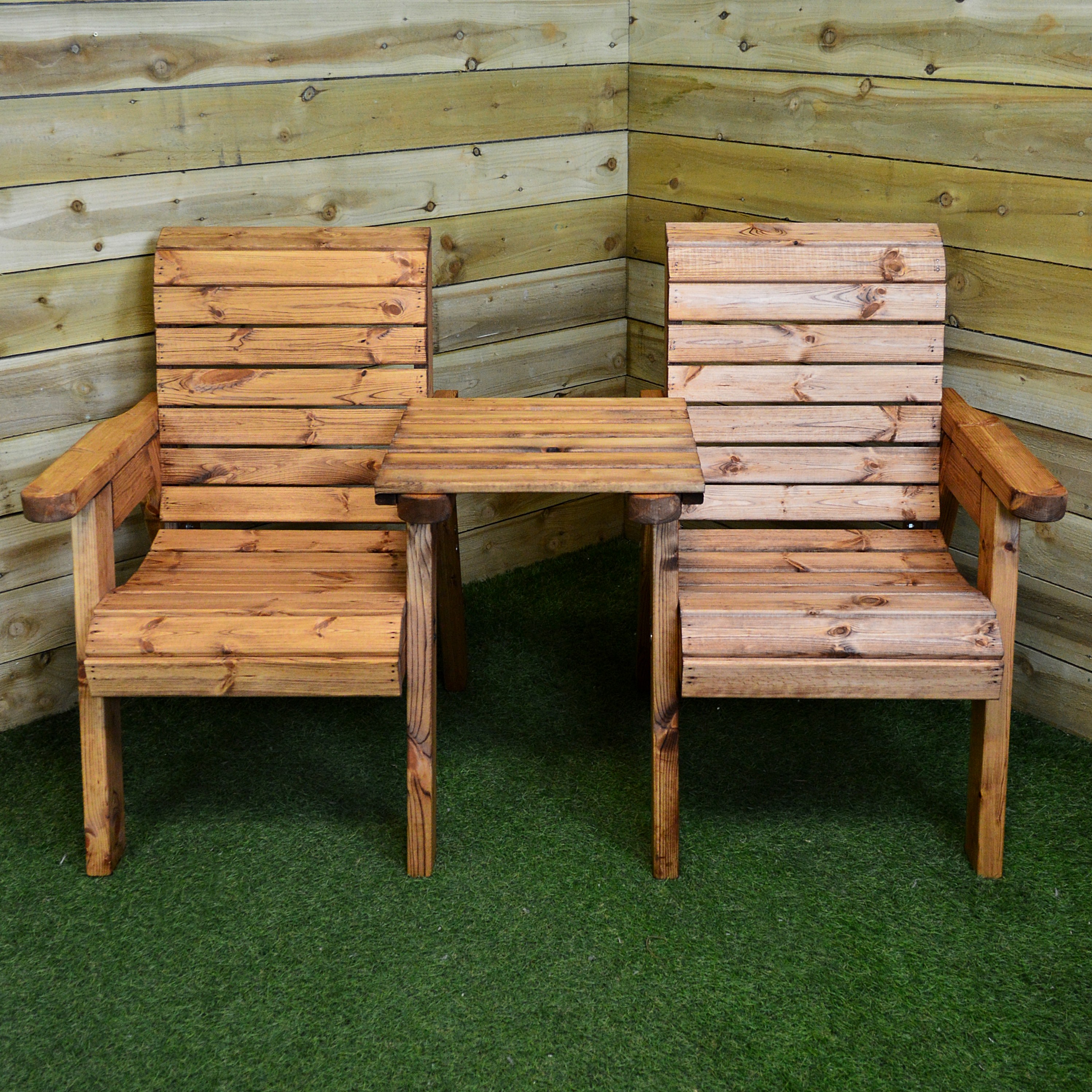 Hand Made 2 Seater Chunky Rustic Wooden Garden Furniture Companion 