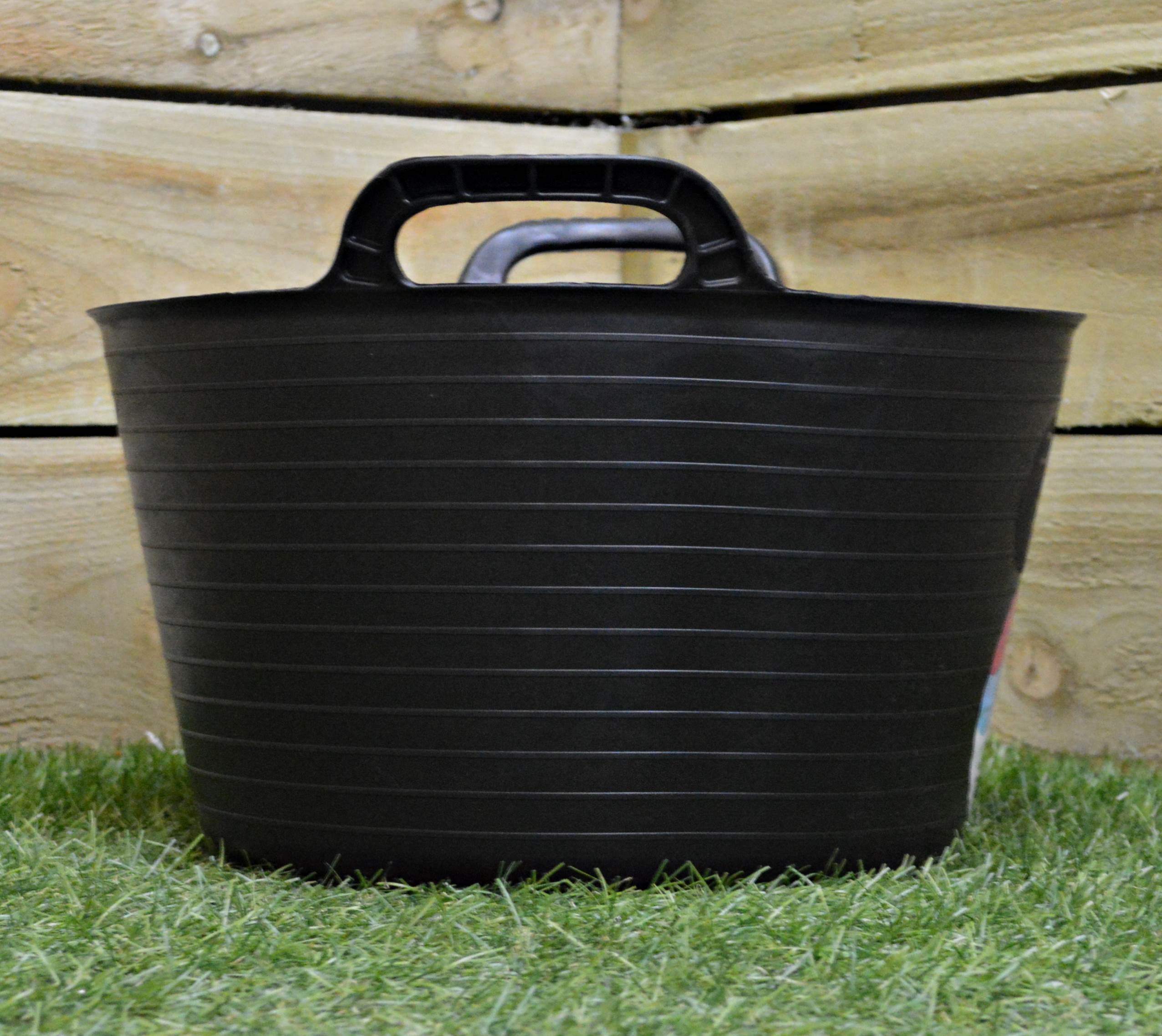 15L Black Flexi Plastic Tub / Bucket for Household and Garden