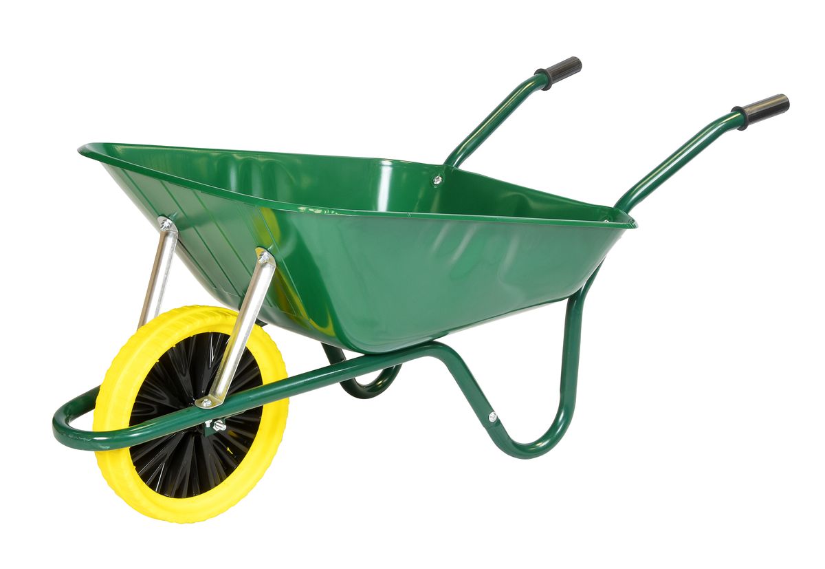 85 Litre Heavy Duty Builders Wheelbarrow Green Puncture Proof Wheel