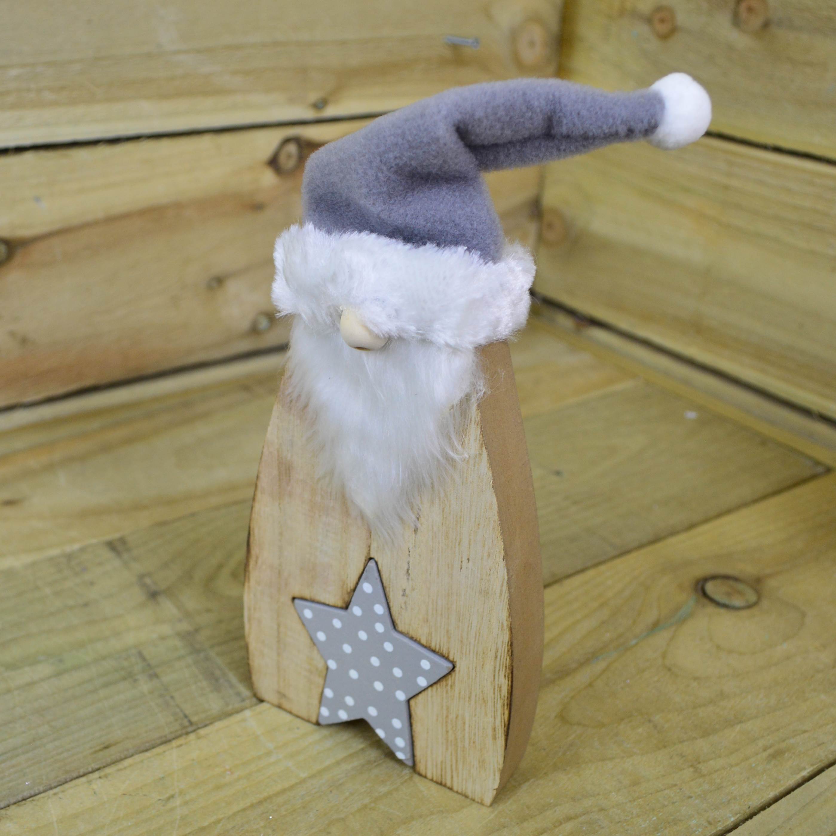 Grey Tree 19cm Wooden Gonk Christmas Book End Ornaments 