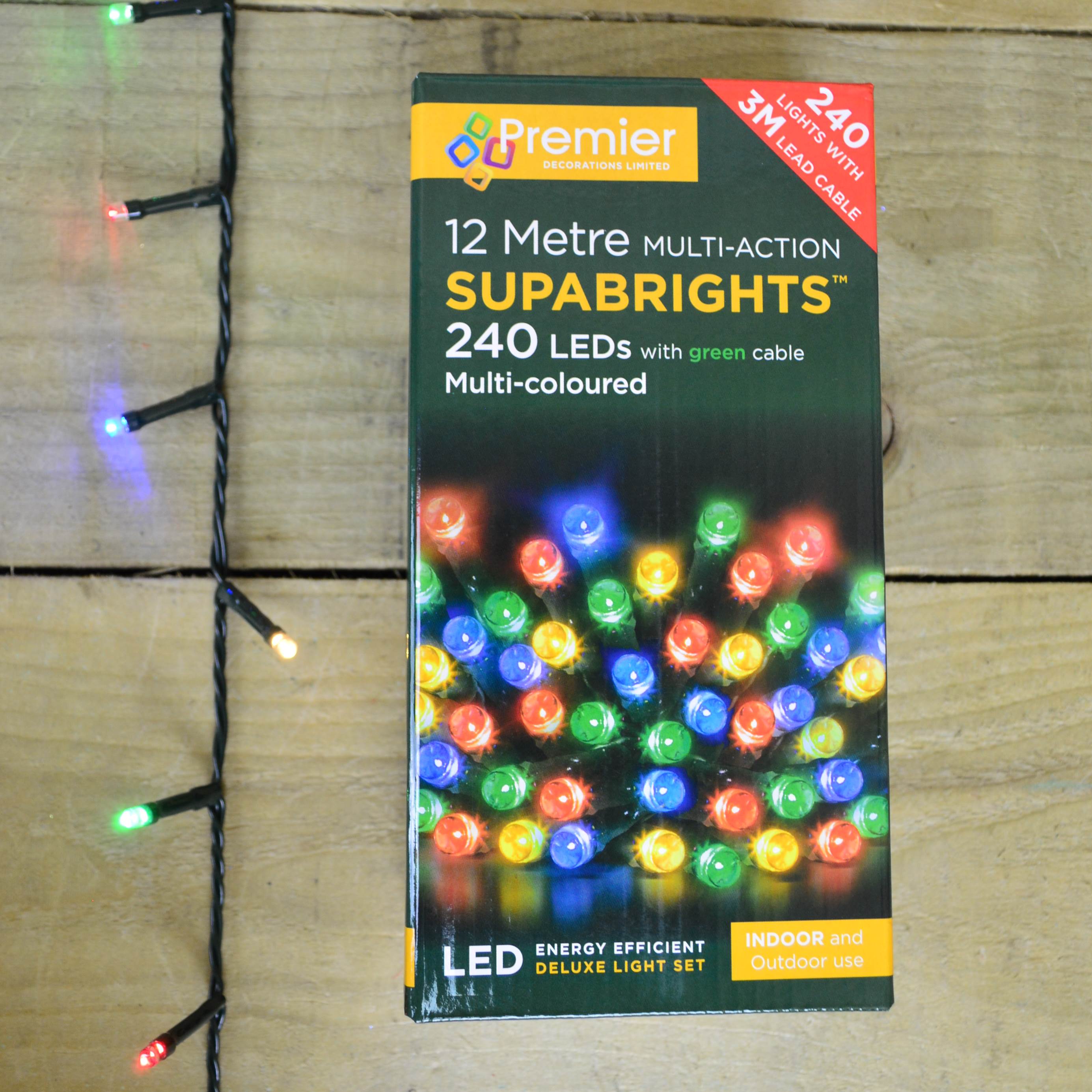 12m 240 led premier multi action supabright christmas lights
