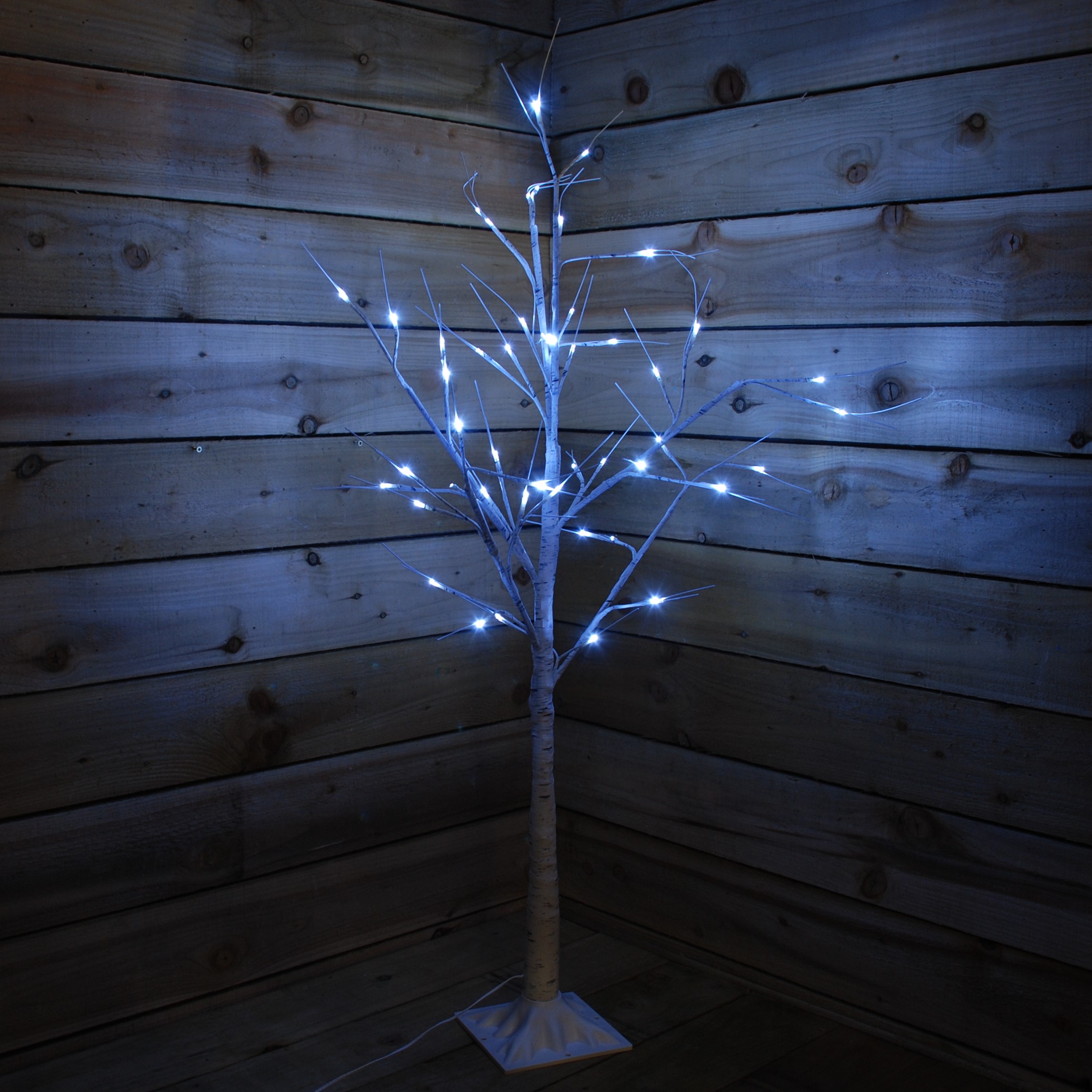 2.4m (8ft) Christmas Outdoor Birch Tree with 136 Ice White