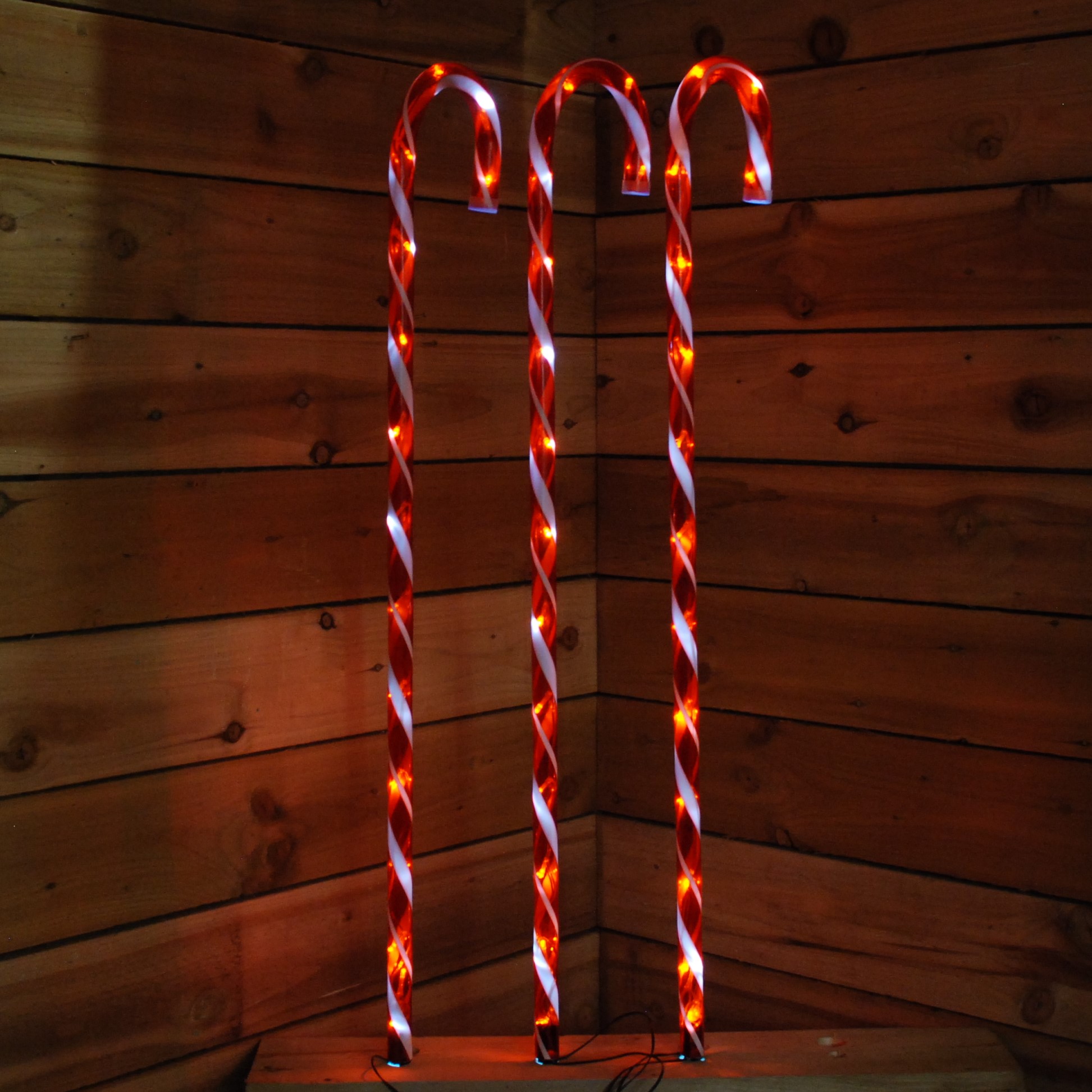 Pack Of Three 1m Original Christmas Candy Cane Lights With 45 White LED