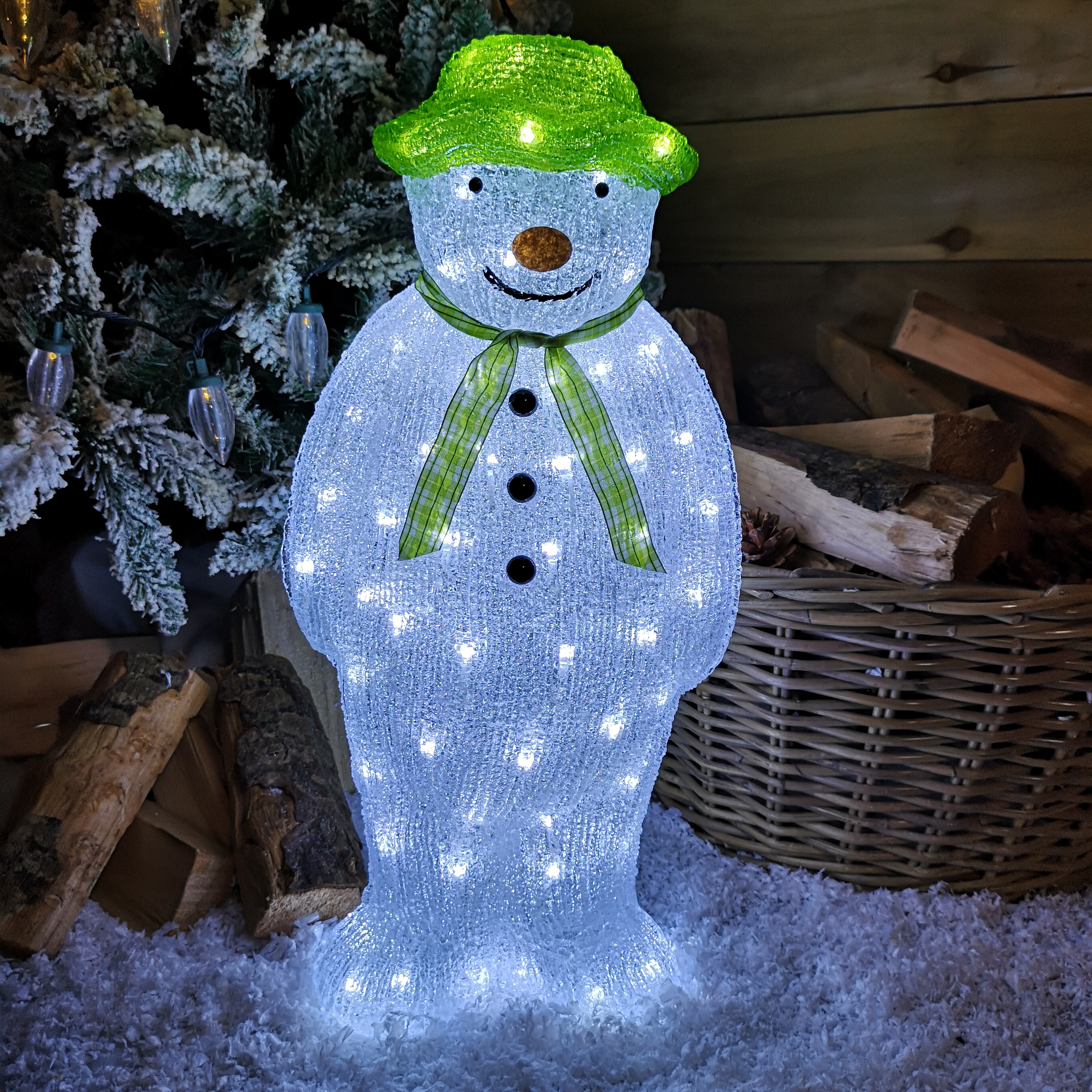LED Acrylic Christmas Snowman Light Up Xmas Lighting Decoration 